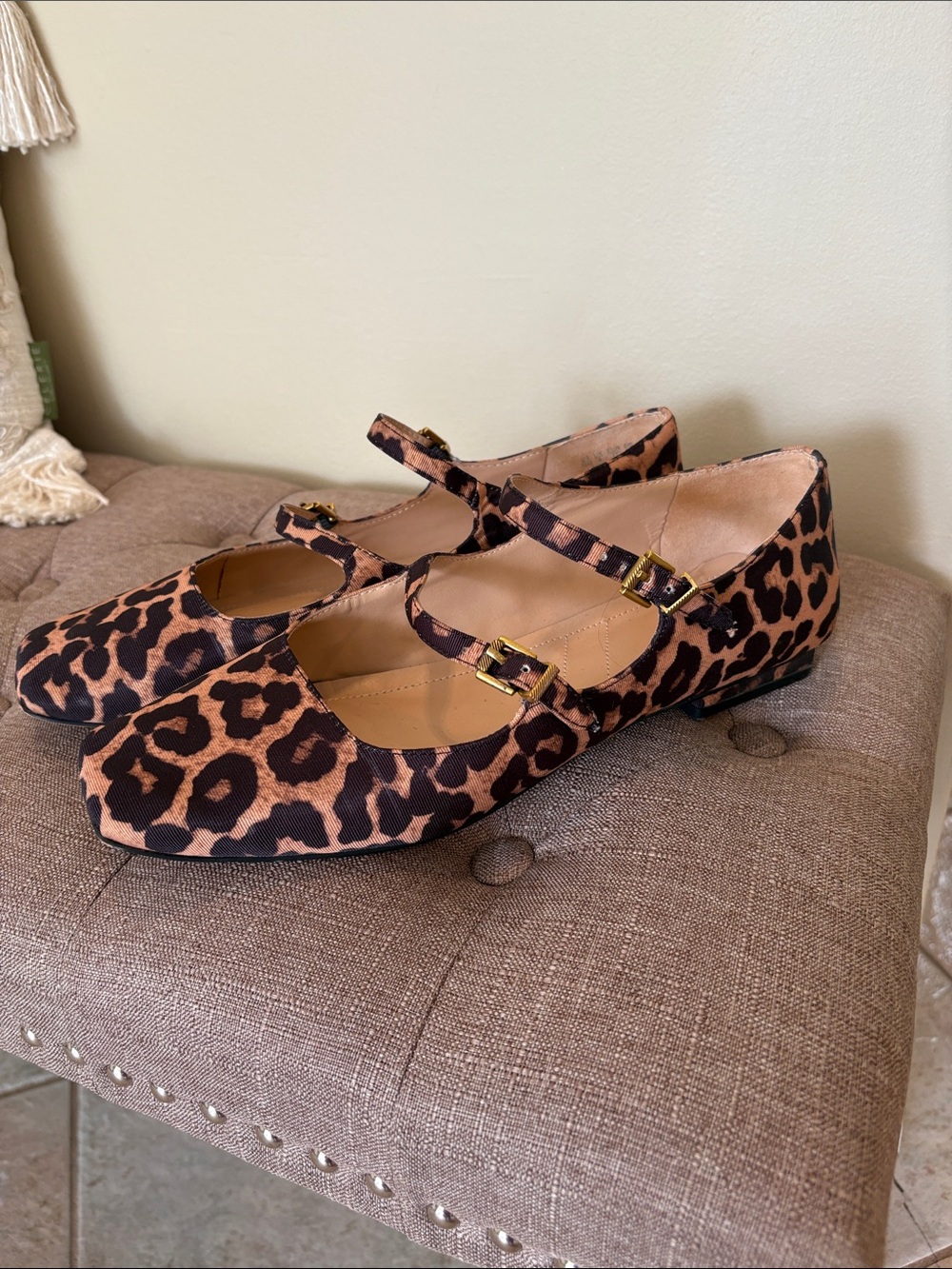 Franco Sarto Leopard Print Mary Jane Flats with Double Straps